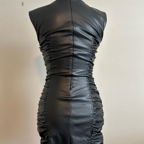 ZARA Blogger Fav Black Faux Leather Bodycon Women's Mini Dress Size XS - Picture 10 of 14